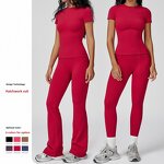 Yoga Suit Manufacturer - 2-Piece Slim-Fit Top with High-Quality Flared Trousers