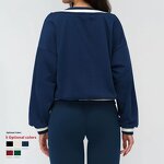 Fitness Top Manufacturer - Women's Casual Running V Neck Colour-Blocking Breathable Hoodies