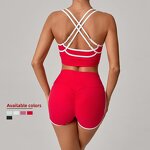 Yoga Set Manufacturer - Women's 2-Piece Crossed Shoulder Strap Vest & High Waist Shorts