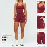 Yoga Sets Manufacturer - Women's Brushed Double-Strap Bra & Tight Sports Suits