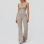 Yoga Bodysuit Manufacturer - Fitness Loungewear Casual Unitard Cross Back Wide-Leg Flared