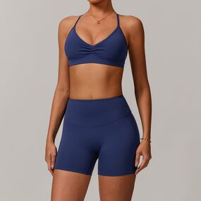Yoga Set Manufacturer - Women's Quick-Dry Sports Shorts with Removable Bust Pads Cross Back