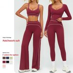 Yoga Sets Manufacturer - Women's Brushed Double-Strap Bra & Tight Sports Suits