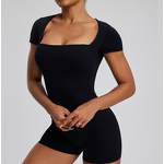Bodysuit Manufacturer - Ladies One Piece Tummy Control Short Sleeve Jumpsuit Shorts
