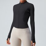 Yoga Jacket Manufacturer - Women's Lightweight Zip-Up Cropped Quick Dry Soft Spandex Printed