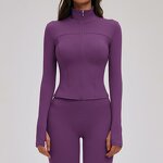 Yoga Top Manufacturer - High-Elasticity Compression Stand Neck Slim Zip Jacket