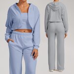 Yoga Sets Manufacturer - 3pcs High Quality Soft Crop Top Jackets Custom Logo for Women