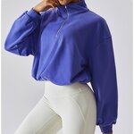 Hoodie Set Manufacturer - Women's Crop Top Oversize High Neck Drawstring Zipper