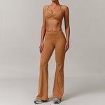 Yoga Set Manufacturer - 2-Piece Workout Outfit with Flared Trouser & Cross Back Bra