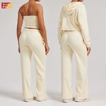 Yoga Sets Manufacturer - 3pcs High Quality Soft Crop Top Jackets Custom Logo for Women