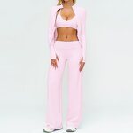 Yoga Set Manufacturer - Three-Piece with Low Waisted Wide-Legged Pants