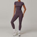 Yoga Sets Manufacturer - 2PCS Short Sleeve Sports Shirt & High Waist Leggings