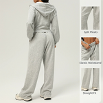 Sportswear Set Manufacturer - 260gsm Women's Loose Zipper Hooded Jacket 2-Piece