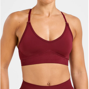 Sports Bra Manufacturer - Women Custom Logo Deep V Seamless with Adjusted Straps