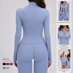 Yoga Top Manufacturer - High-Elasticity Compression Stand Neck Slim Zip Jacket