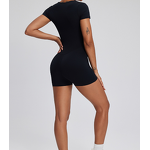 Bodysuit Manufacturer - Ladies One Piece Tummy Control Short Sleeve Jumpsuit Shorts
