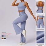 Sportswear Set Manufacturer - Strapless Vest & Foldable Waist Flared Pants Square Back