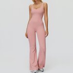 Yoga Bodysuit Manufacturer - Fitness Loungewear Casual Unitard Cross Back Wide-Leg Flared