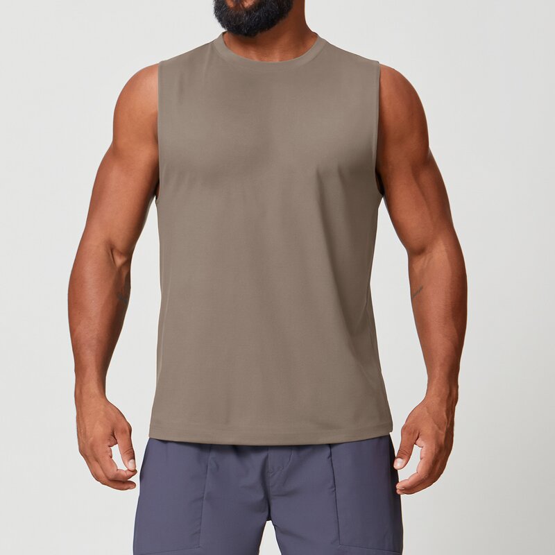 Yoga Top Manufacturer - Men's Sleeveless Solid Color Breathable Sweat-Wicking Vest
