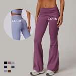 Legging Manufacturer - Custom Logo Nylon Nude Feeling High Waist Fold Over Flared
