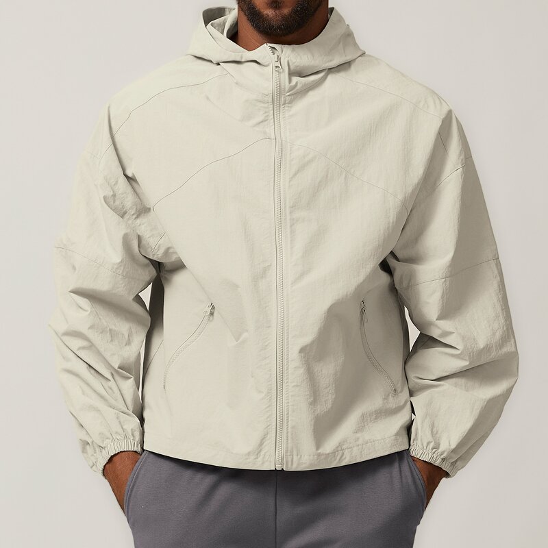 Windbreaker Jacket Manufacturer - 100% Nylon Hood with Zippered Pockets for Running Citywalk