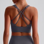 Yoga Vest Manufacturer - Cross Back Sports Bra Gather Shape Naked Running Custom