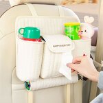 Backseat Organizer Manufacturer - Cute Bear Car Tissue Holder Clear Phone Pocket