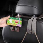 Car Headrest Hook Manufacturer - 2 in 1 Suede Alloy Dual Hook Rear Seat Storage