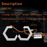 Angel Eyes Manufacturer - 12V Dual Color Amber White Yellow LED Halos Rings Cotton DRL Hexagon