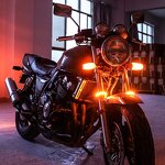 Turn Signals Manufacturer - Universal White & Amber LED for Front & Rear Motorcycle with Red Brake Tail Lights