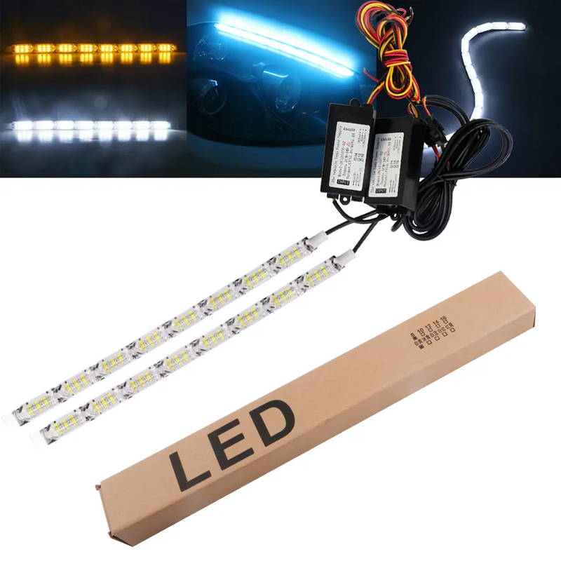 LED Strip Light Manufacturer - 12V Crystal DRL White Amber Switchback Headlight Flexible