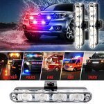 Warning Light Manufacturer - 4 Led Red Blue Yellow White Auto Car Front Grille Emergency Flash Strobe