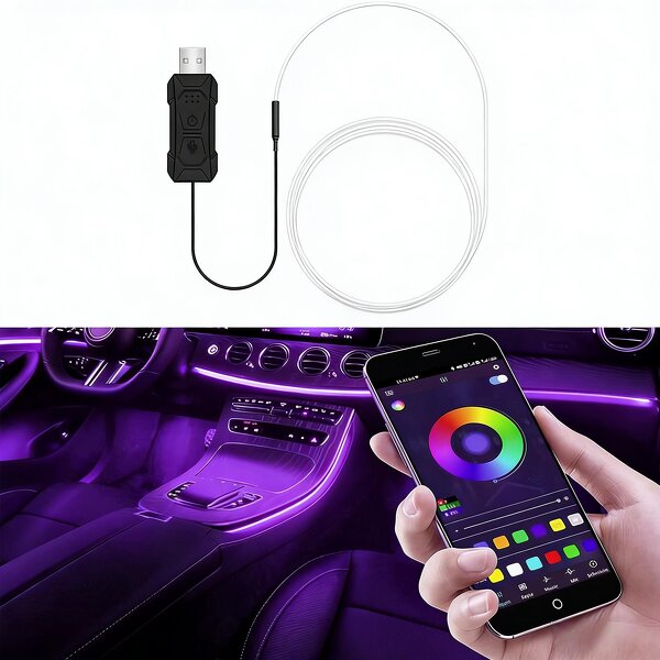 LED Strip Light Manufacturer - Wholesale Flexible Car Interior Atmosphere App Control RGB Fiber Optic