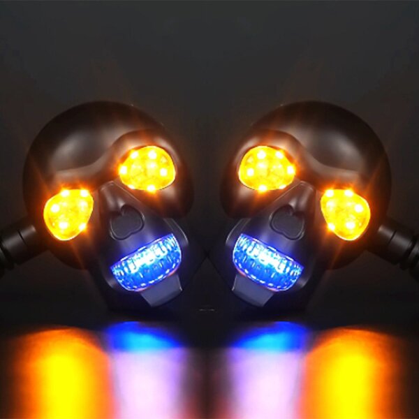 Turn Signal Light Manufacturer - Custom Exterior Mini Lamp Motorcycle Indicator Skull Spotlight LED