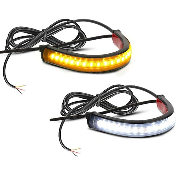 Turn Signals Manufacturer - Universal White & Amber LED for Front & Rear Motorcycle with Red Brake Tail Lights