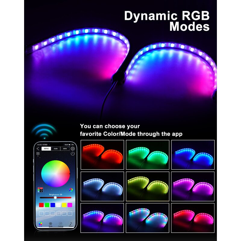 LED Strip Light Manufacturer - 12V APP Control RGB Colourful Switchback Turn Signal Flowing Running Crystal Tear