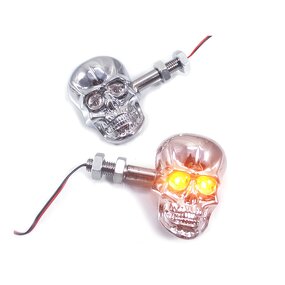 Indicator Light Manufacturer - Skull Head LED Amber Turn Signal for Motorcycles 10mm Screw Mounting