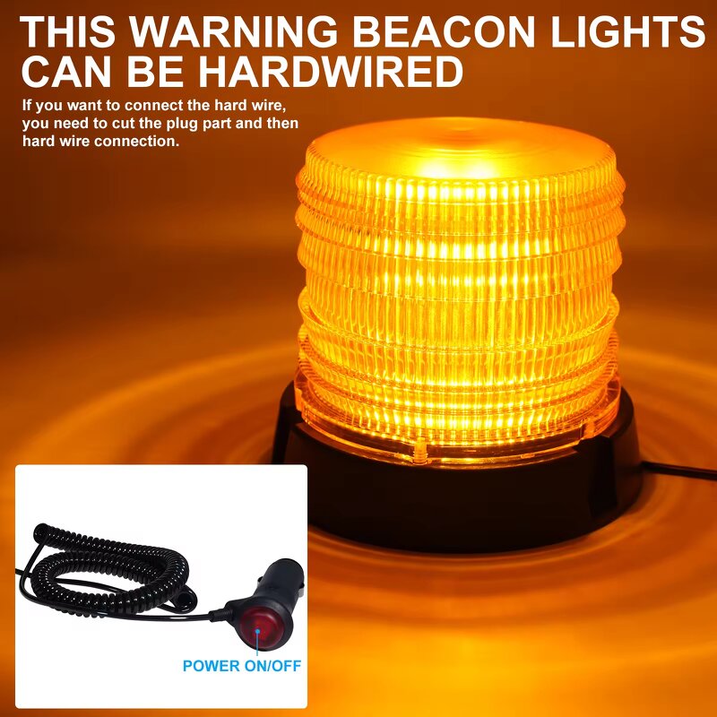 Beacon Light Manufacturer - Revolution Led Amber 12 or 24 Volt Emergency Warning Strobe with Magnetic 16LED