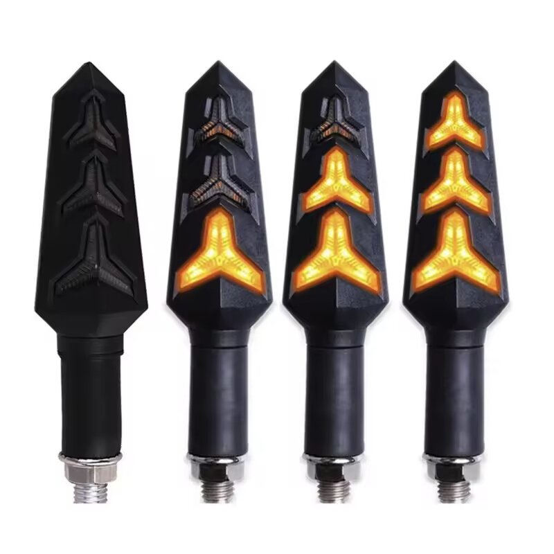 Turn Signal Lamp Manufacturer - YM-EBright EB-flowing Universal 12 LED Motorcycle Flowing Blinkers Dual Color Fishbone