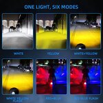 Headlight Manufacturer - High-Low Beam LED Motorcycle 3 Lens White Yellow Red Flash 12V Driving for Luces Para Moto