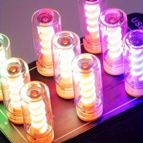 Night Light Manufacturer - Touch Glass Bottle Transparent Spiral USB Portable Multi-color Atmosphere