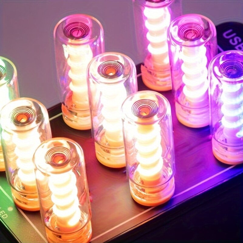Night Light Manufacturer - Touch Glass Bottle Transparent Spiral USB Portable Multi-color Atmosphere