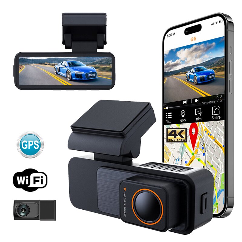 Dash Camera Manufacturer - New 4K Wifi GPS Dual Lens Front and Rear 4K Dashcam