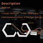 Angel Eye Manufacturer - Dual-Color Chasing LED 70/80/86/90MM Soft Light Cover Hex Shape APP Control for Cars