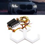 Headlight Manufacturer - Diamond Color LED Angel Eye Hexagonal Double Lens Demon Eye Effect for APP Running Decorations