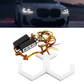 Headlight Manufacturer - Diamond Color LED Angel Eye Hexagonal Double Lens Demon Eye Effect for APP Running Decorations