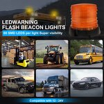 Beacon Light Manufacturer - Revolution Led Amber 12 or 24 Volt Emergency Warning Strobe with Magnetic 16LED