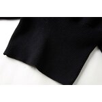 Women's Knitted Sweater Manufacturer - Black Beading Asymmetrical Design Long Sleeve