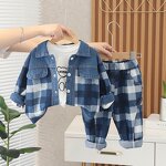 Boys Clothing Set Manufacturer - 2024 Spring Autumn Bear T Shirt Jacket Pants 3Pcs