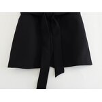 Women's Vest Manufacturer - Notched Collar Black Sleeveless Sashes Casual Waistcoat